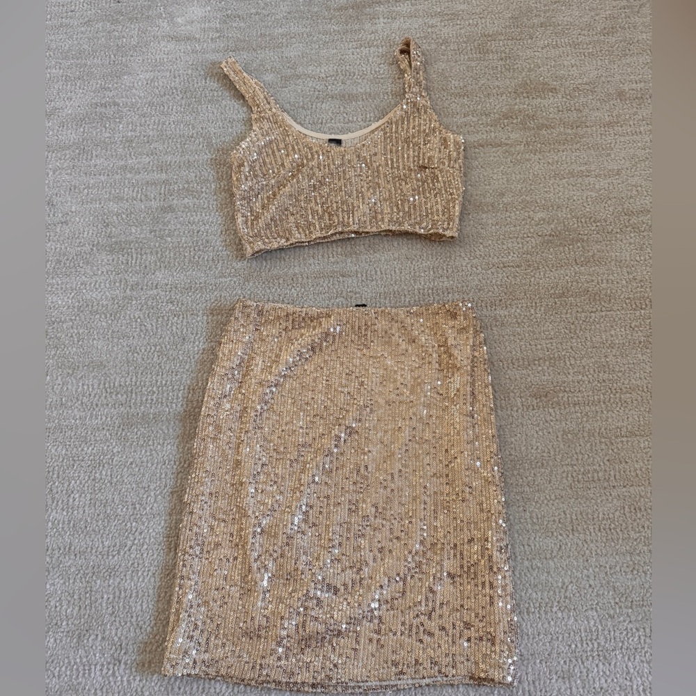 Gold Sparkly Two Piece Set